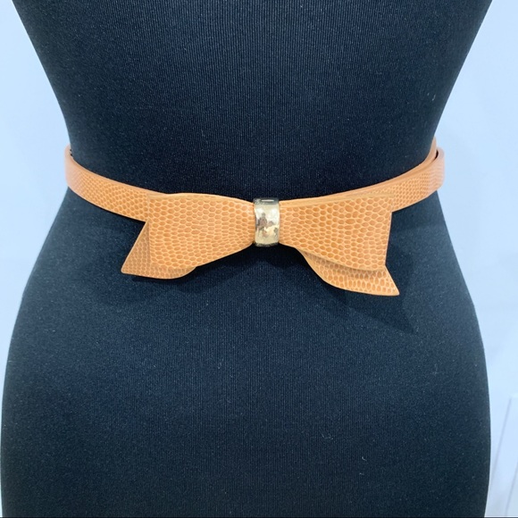 Camel Brown Bow Skinny Belt main image 5